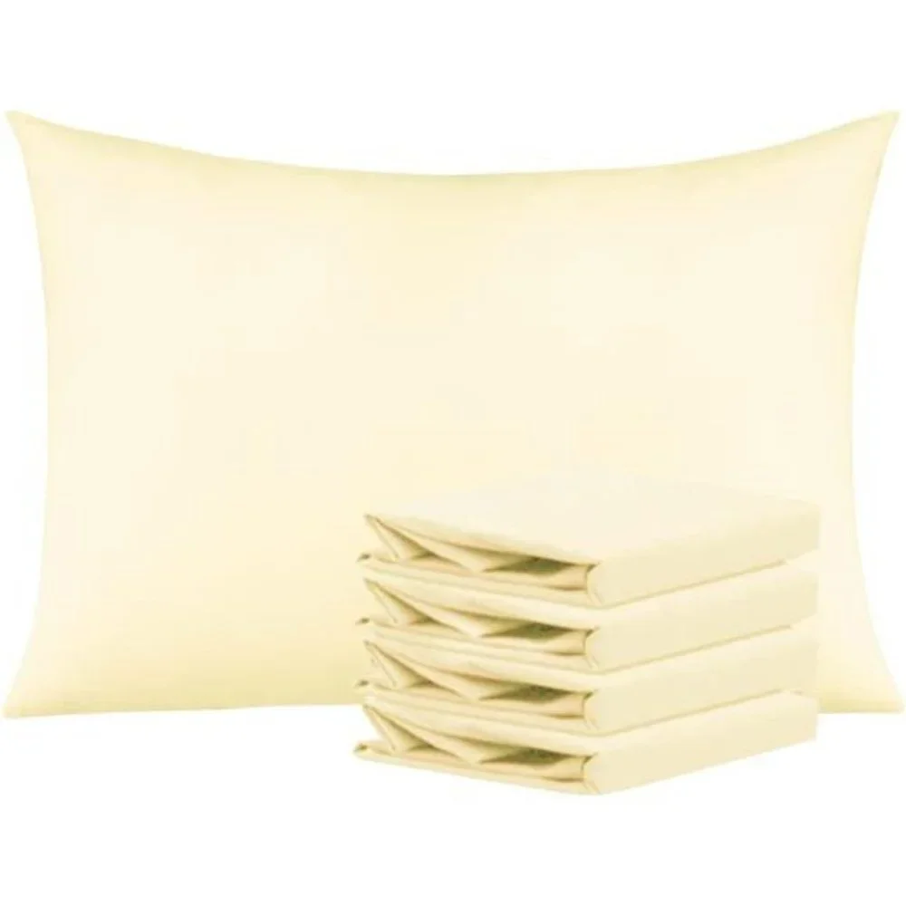 Set of 4, 100% Brushed Microfiber Pillow Cases, 20x30 Inches, Ivory